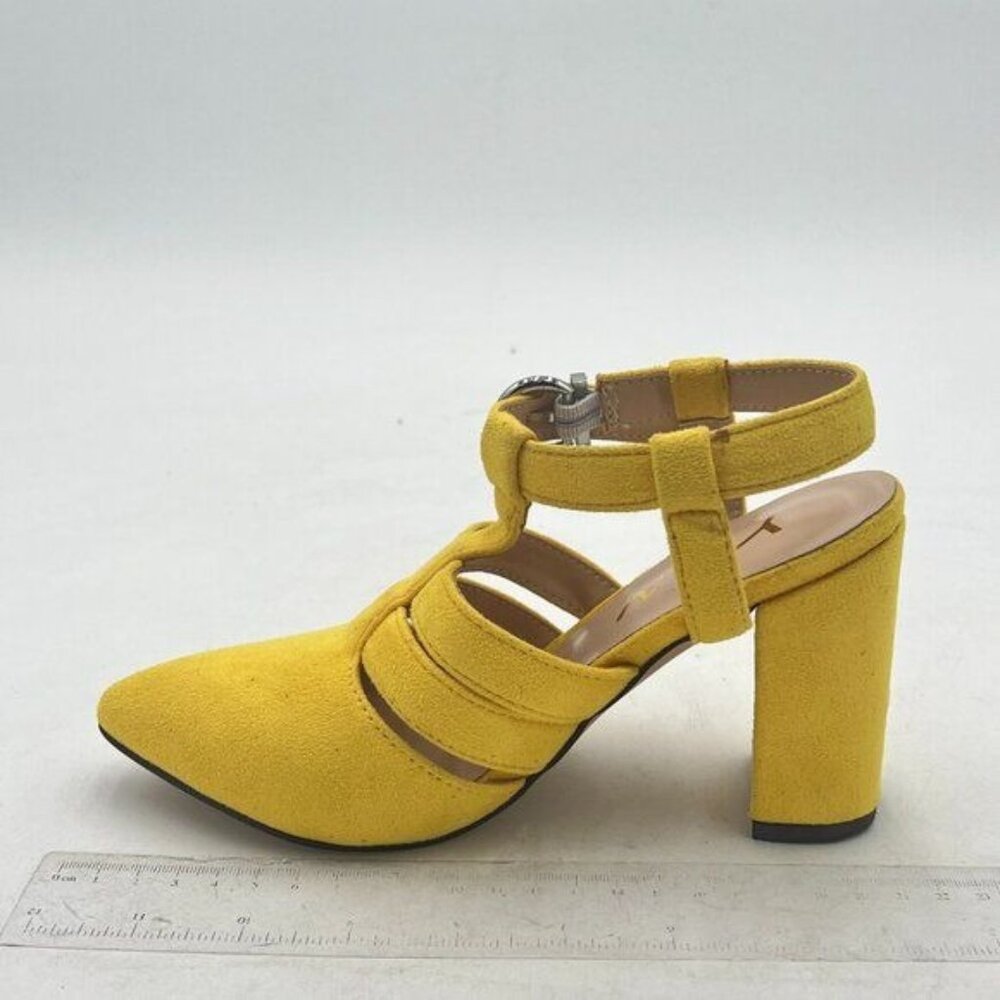 YDN Women Fashion T-Strap Pointed Toe Chunky High Heels Sandals Ankle Straps